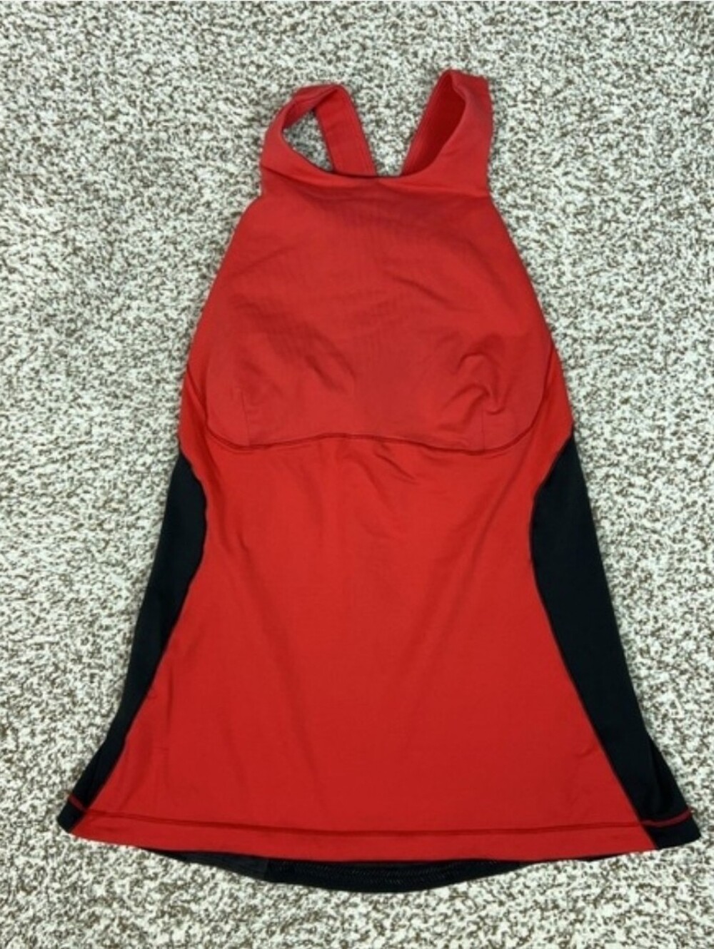 Lululemon Tank Top Womens 8 Red Black High Neck Built In Bra Yoga Workout Gym